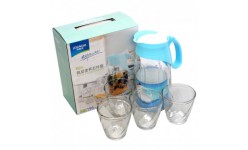 Carafă si cani din sticlă, set 5buc. BH-90110 BRUDERHAUS